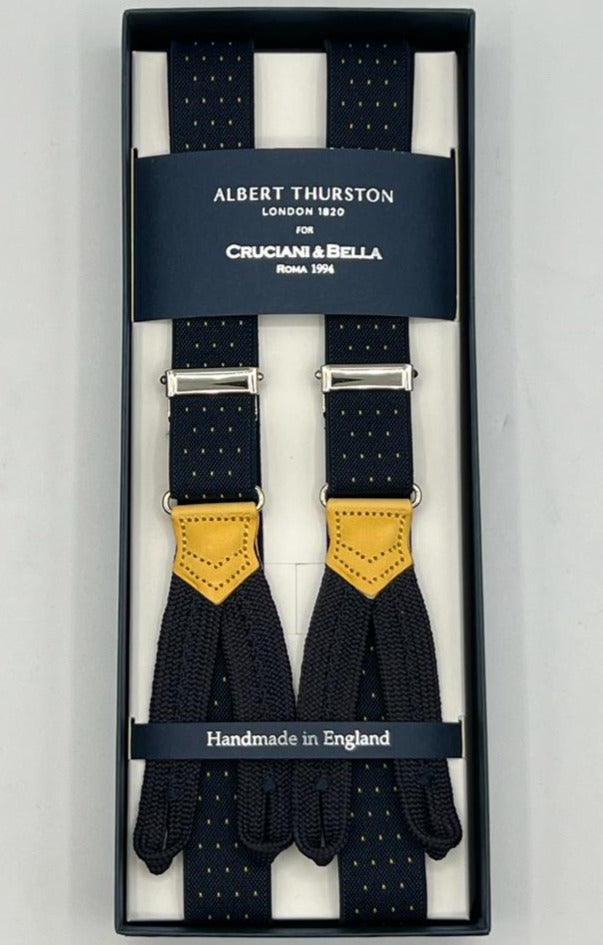 Albert Thurston - Elastic Braces - 25 mm - Blue, Yellow Pin Point  #8304
