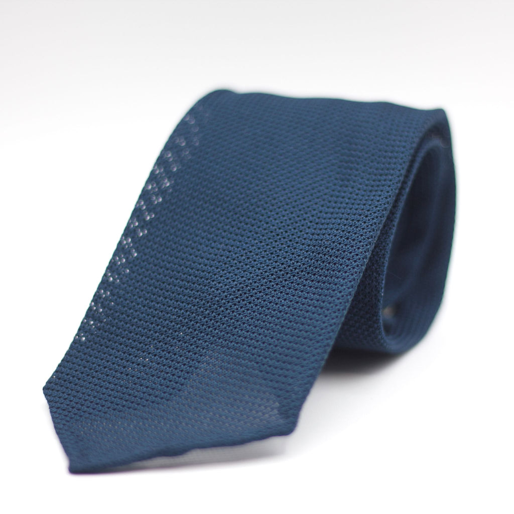 Cruciani & Bella 100% Silk Grenadine garza fina  Unlined Hand rolled blades Blue Ink plain tie Handmade in Italy 8 cm x 150 cm
