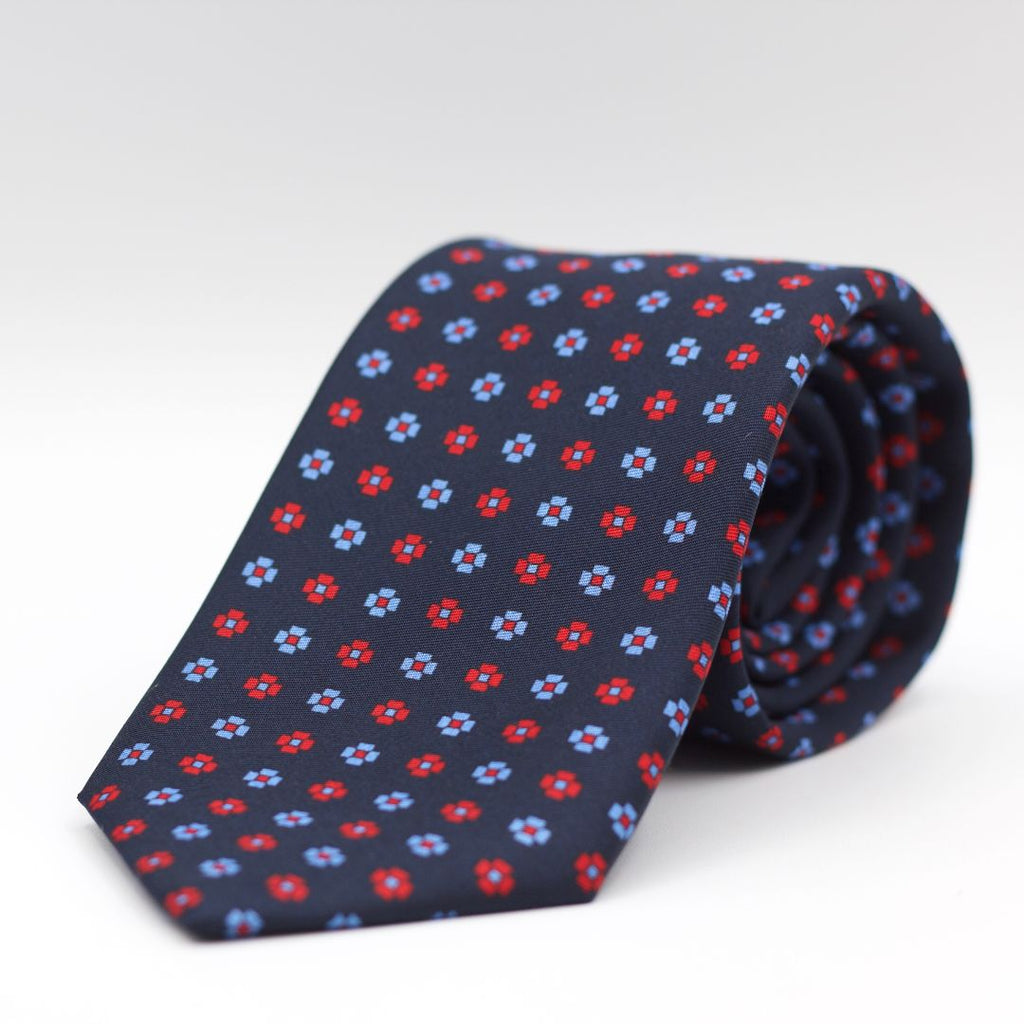 Blue, Red and Light Blue Floral Motif Tie