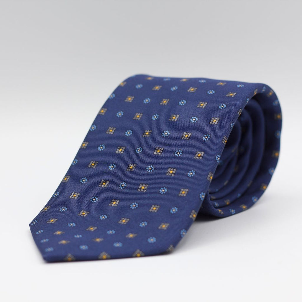 Holliday & Brown - Printed Silk - Blue, Light Blue and Grey Tie
