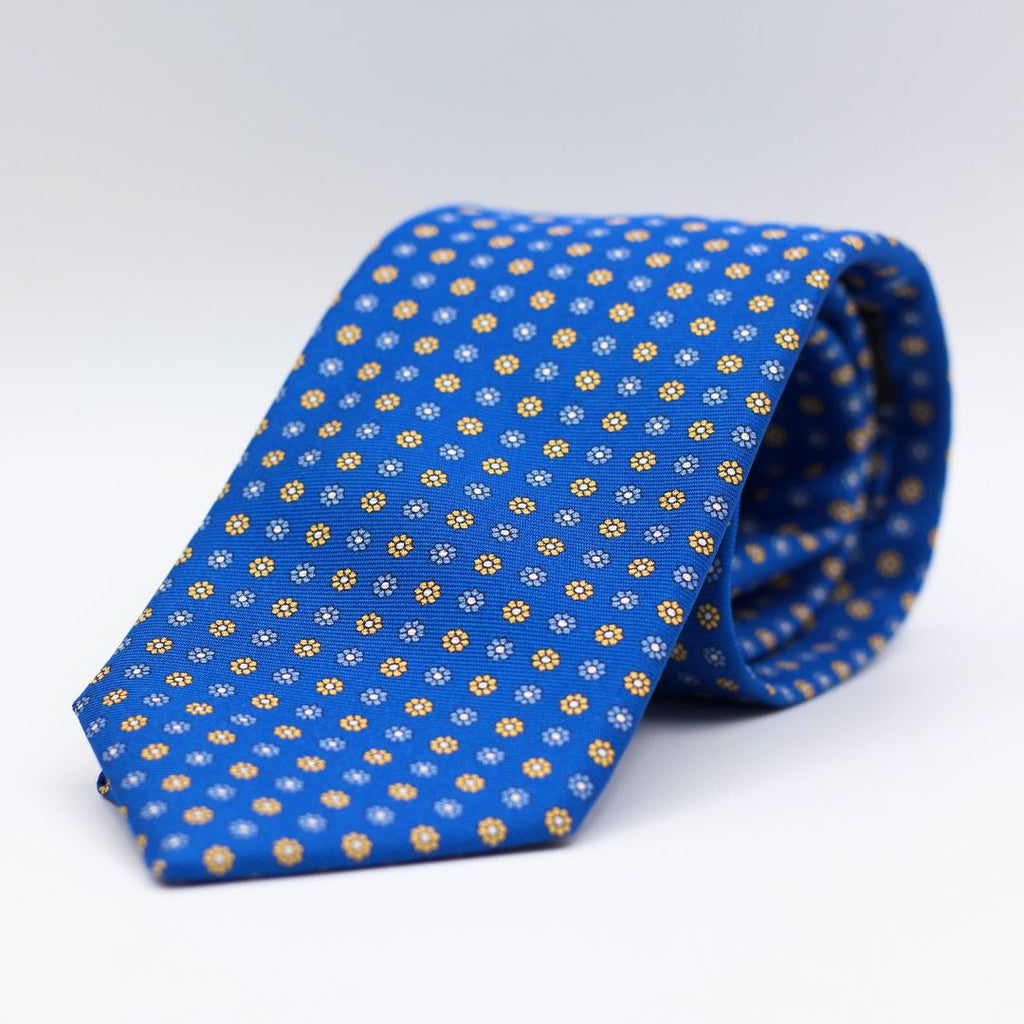 Holliday & Brown - Printed Silk - Blue, Light Blue and Yellow Daisies Tie