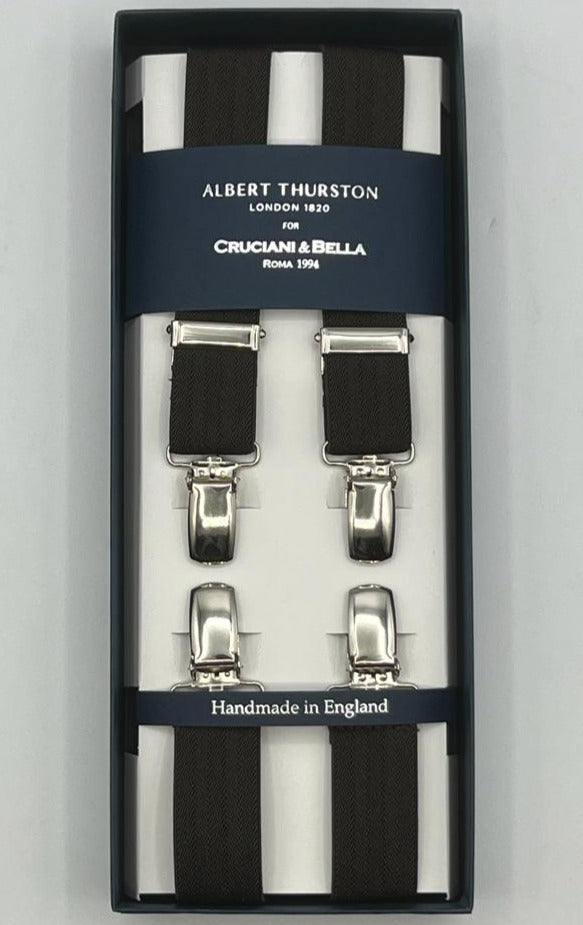 Albert Thurston - Elastic Clip-on-braces  - 25 mm - Brown  Herringbone #4841