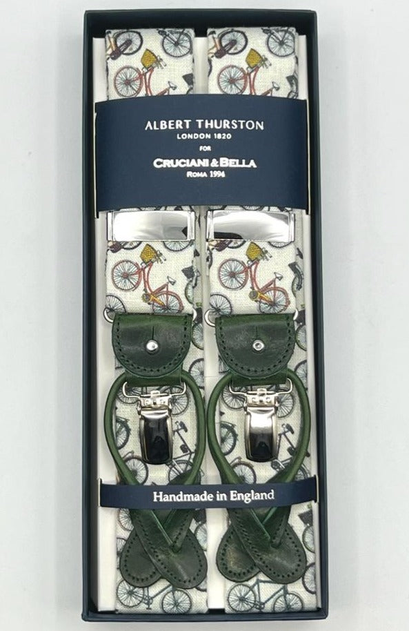 Albert Thurston - Linen - 2 in 1  Braces - 40 mm - Red Bicycles  #8370