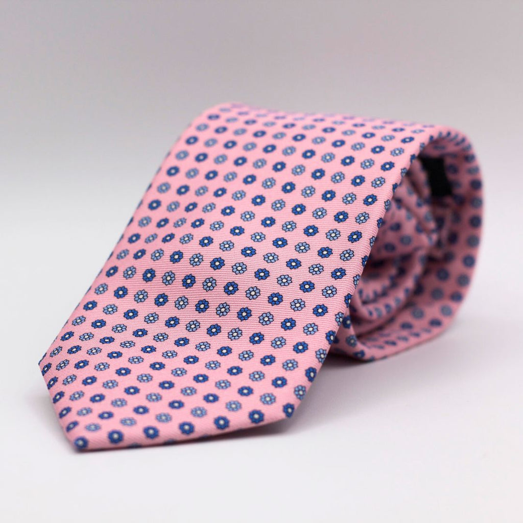 Holliday & Brown - Printed Silk - Pink, Light Blue and Blue Daisies Tie
