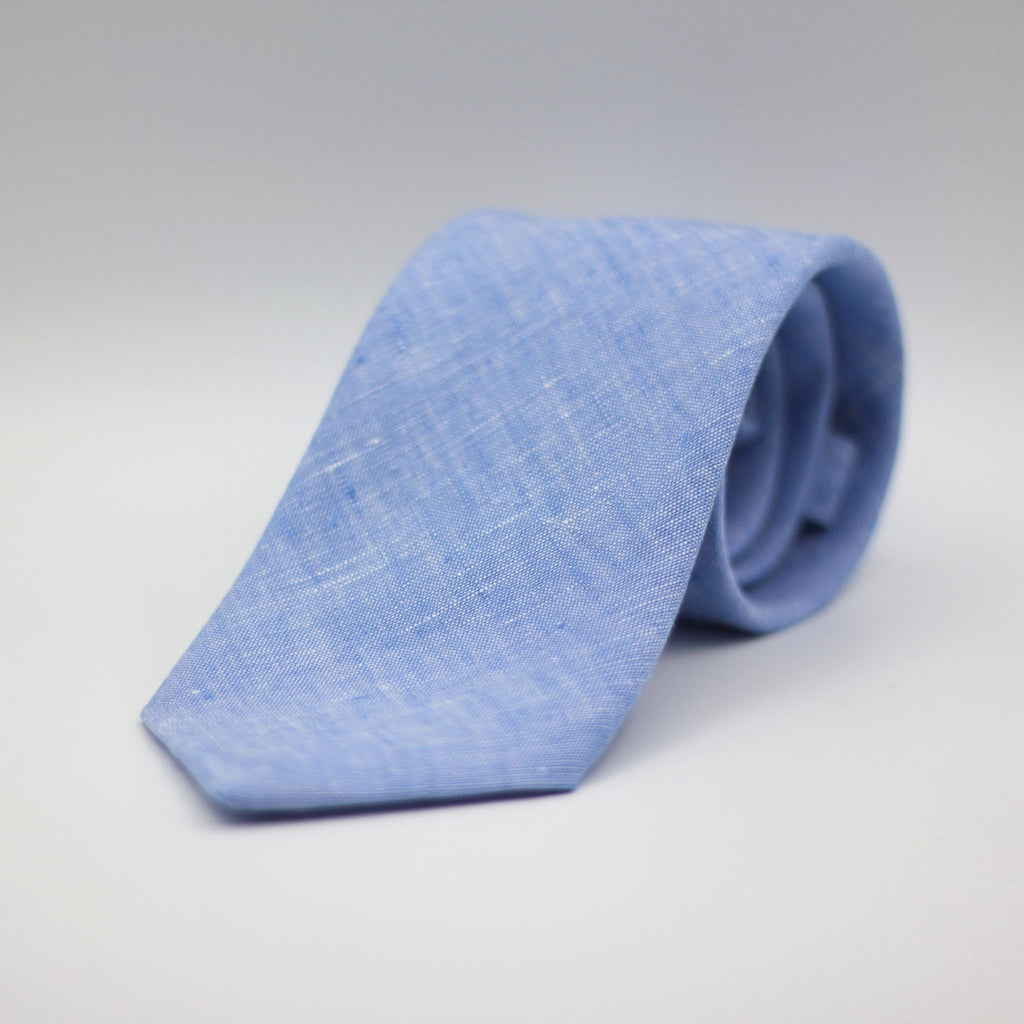 Cruciani &amp; Bella 100% Linen Woven Jacquard&nbsp; Self Tipped&nbsp; Baby Blue Tie Handmade in Italy 8 cm x 150 cm