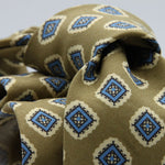 Cruciani &amp; Bella

60% Linen, 40% Silk&nbsp;
Italian fabric

Unlined tie
Light Green, Light Blue and Light Beige printed motif tie
Handmade in Italy
8 cm x 150 cm
#10078