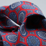 Cruciani &amp; Bella

60% Linen, 40% Silk&nbsp;
Italian fabric

Unlined tie
Red, Blue and Grey Motifs printed tie
Handmade in Italy
8 cm x 150 cm
#10083
