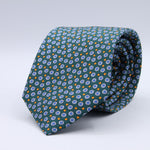 Cruciani &amp; Bella
100% Printed Silk

Self-Tipped
Green, Blue and Orange motif Tie&nbsp;
Handmade in Rome, Italy.

8 cm x 152 cm
#10149
