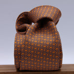 Cruciani &amp; Bella
100% Printed Silk

Self-Tipped
Orange and Royal Blue motif Tie&nbsp;
Handmade in Rome, Italy.

8,5 cm x 152 cm
#10156