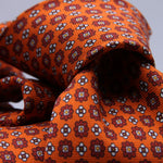 Cruciani &amp; Bella
100% Printed Silk

Self-Tipped
Orange, Red and White motif Tie&nbsp;
Handmade in Rome, Italy.

8,5 cm x 152 cm
#10159