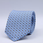 Cruciani &amp; Bella
100% Printed Silk

Self-Tipped
Light Blue, White, Blue and Orange motif Tie&nbsp;
Handmade in Rome, Italy.

8,5 cm x 152 cm
#10161