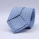 Cruciani &amp; Bella
100% Printed Silk

Self-Tipped
Light Blue, White, Blue and Orange motif Tie&nbsp;
Handmade in Rome, Italy.

8,5 cm x 152 cm
#10161