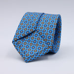 Cruciani &amp; Bella
100% Printed Silk

Self-Tipped
Light Blue, Brown and Navy Blue motif Tie&nbsp;
Made in Rome, Italy.

8 cm x 150 cm
#10210