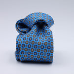 Cruciani &amp; Bella
100% Printed Silk

Self-Tipped
Light Blue, Brown and Navy Blue motif Tie&nbsp;
Made in Rome, Italy.

8 cm x 150 cm
#10210