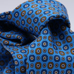 Cruciani &amp; Bella
100% Printed Silk

Self-Tipped
Light Blue, Brown and Navy Blue motif Tie&nbsp;
Made in Rome, Italy.

8 cm x 150 cm
#10210