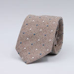 Cruciani & Bella - Silk, Cotton and Linen - Beige, Blue and White Dot Motif Tie #10211