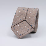 Cruciani & Bella - Silk, Cotton and Linen - Beige, Blue and White Dot Motif Tie #10211
