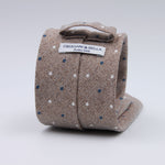 Cruciani & Bella - Silk, Cotton and Linen - Beige, Blue and White Dot Motif Tie #10211