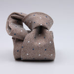 Cruciani & Bella - Silk, Cotton and Linen - Beige, Blue and White Dot Motif Tie #10211