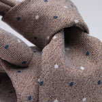 Cruciani & Bella - Silk, Cotton and Linen - Beige, Blue and White Dot Motif Tie #10211