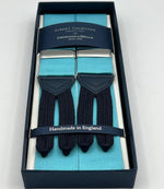 Albert Thurston for Cruciani & Bella Made in England Adjustable Sizing 40 mm Woven Barathea  Artic Blue Plain Braces Braid ends Y-Shaped Nickel Fittings Size: XL