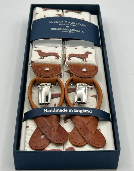 Albert Thurston - Linen -  2 in 1  Braces - 40 mm - Dachshund dog  #8368