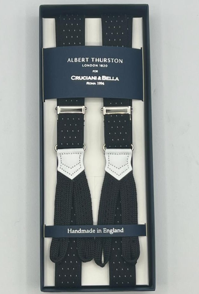 Albert Thurston - Elastic Clip-on-braces - 35 mm - Black/Grey/White –  Cruciani & Bella