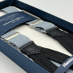 Albert Thurston for Cruciani & Bella Made in England Adjustable Sizing 25 mm elastic braces Light Grey Plain Braid ends Y-Shaped Nickel Fittings Size: XL