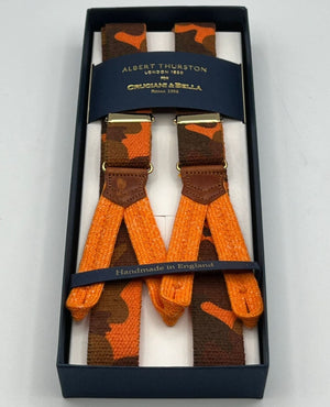 Albert Thurston - Elastic Braces - 25 mm - Orange and Brown Camouflage  Motif  #7397