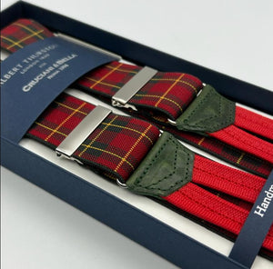 Albert Thurston - Elastic Braces - 35 mm - Red, Green and Yellow Tartan Motif #7601