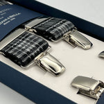 Albert Thurston - Elastic Clip-on-Braces  - 35 mm - Grey, Black and White Tartan #7355