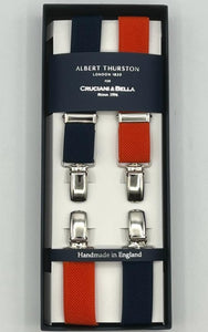 Albert Thurston - Elastic Clip-on-braces  - 25 mm - Blue and Orange Exclusive #8296