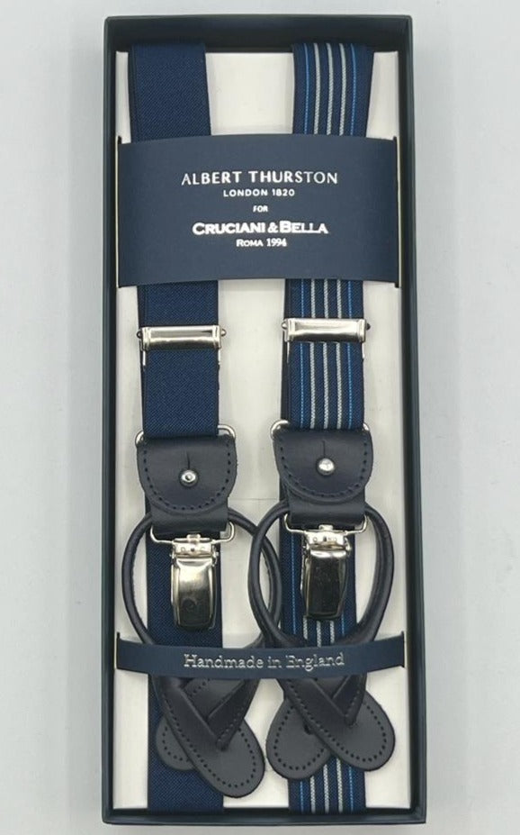 Albert Thurston - Elastic Clip-on-braces - 25 mm - Blue, Yellow Dots –  Cruciani & Bella