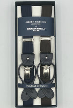 Albert Thurston for Cruciani & Bella Made in England 2 in 1 Adjustable Sizing 25 mm elastic braces Brown, Blue Harringbone Exclusive Y-Shaped Nickel Fittings Size XL