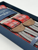 Albert Thurston - Elastic braces - 35 mm - Braid Ends - Red and Grey Tartan #4268