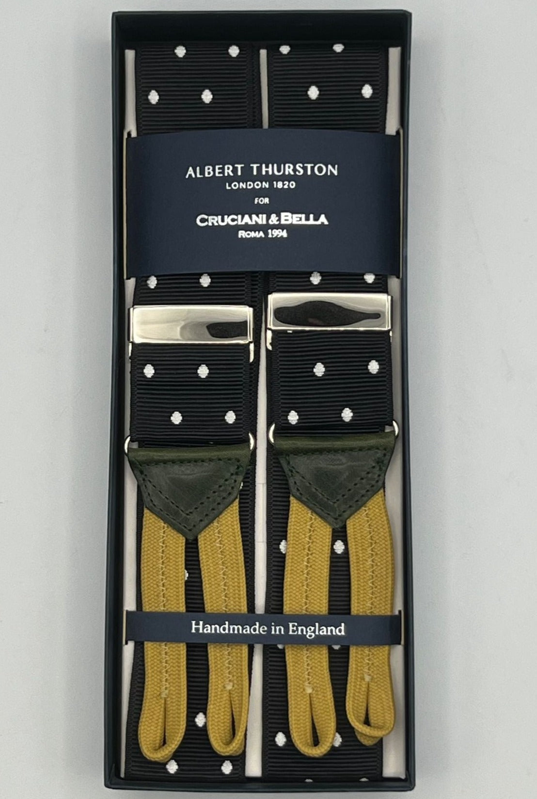 Albert Thurston - Woven Barathea Braces  - 40 mm - Black and White Dots #4994