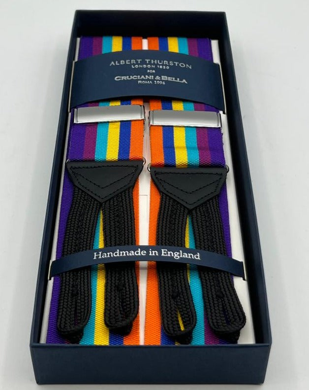 Albert Thurston - Woven Barathea Braces  - 40 mm -  Multicolor Stripes # 8344