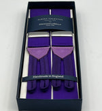 Albert Thurston for Cruciani & Bella Made in England Adjustable Sizing 40 mm Woven Barathea  Purple braces Braid ends Y-Shaped Nickel Fittings Size: XL