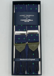 Albert Thurston - Woven Barathea Braces  - 40 mm - Royal Blue , Green dots #1989
