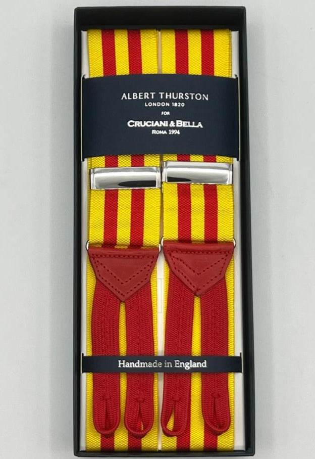 Albert Thurston - Woven Barathea Braces  - 40 mm -  Yellow and Red Stripes # 8351