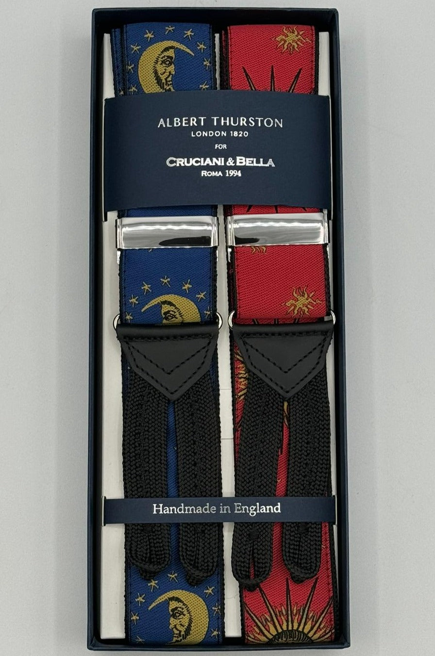 Albert Thurston - Woven  Braces  - 40 mm - Ocean Blue and Red Sun #8523