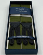 Albert Thurston for Cruciani & Bella Made in England Adjustable Sizing 40 mm Woven Barathea  Olive Green plain Y-Shaped Nickel Fittings Size: XL