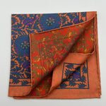 Cruciani & Bella - Silk - Apricot, Olimpic Blue and Green Double Patterned Motif Pocket Square 