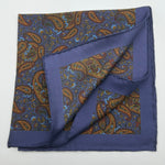 Cruciani & Bella - Silk - Blue, Brown, Green Patterned Motif Pocket Square