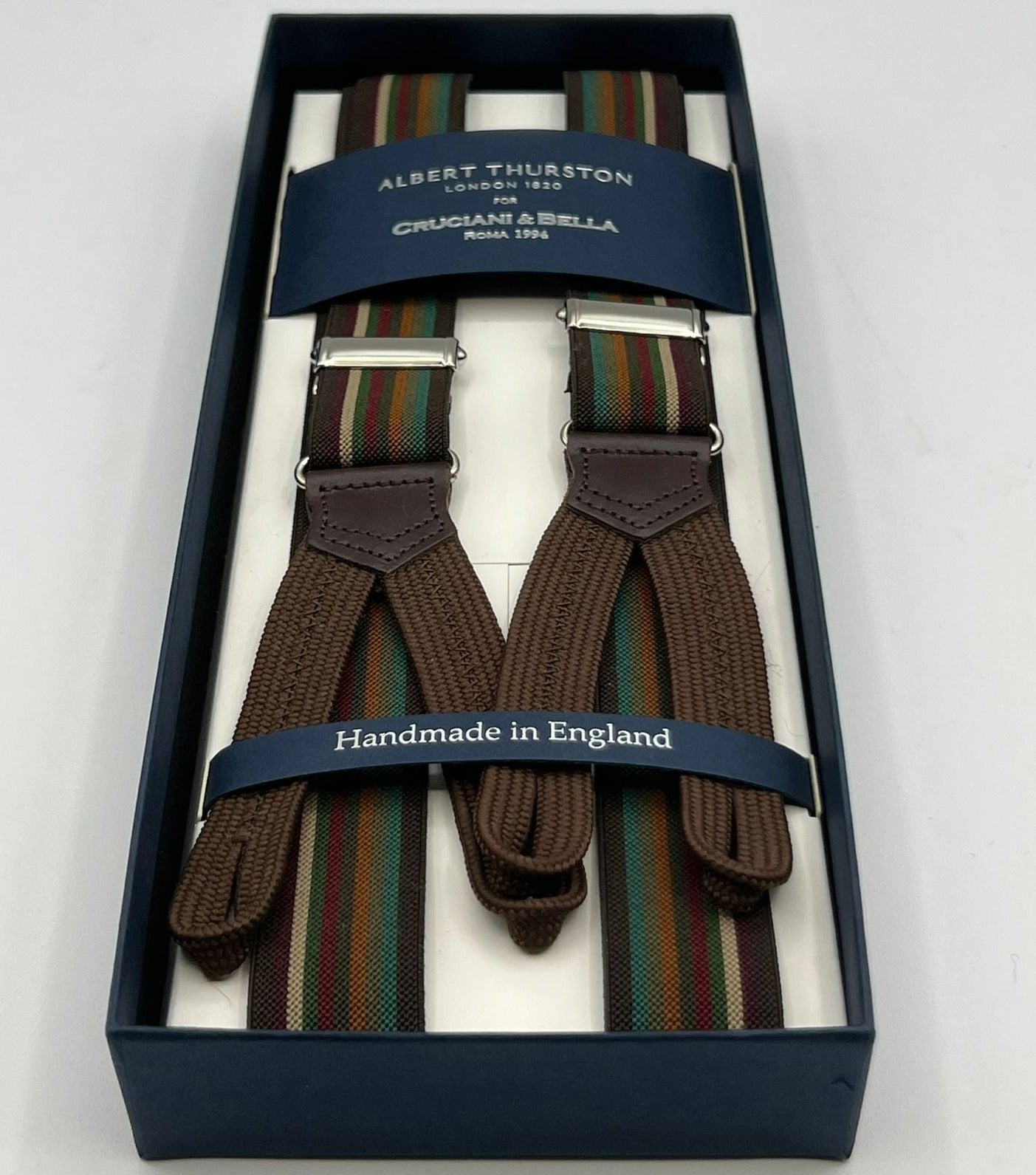 Albert Thurston - Elastic Braces - 25 mm -  Brown, Multicolor Stripes #6757