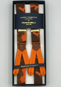 Albert Thurston - Elastic Braces - 25 mm - Orange and Brown Camouflage  Motif  #7397