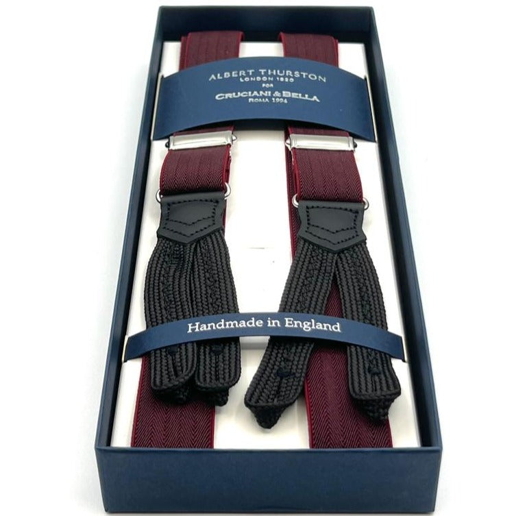 Albert Thurston - Elastic Braces - 25 mm - Red Wine Harringbone #8285