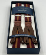 Albert Thurston - Elastic Braces - 25 mm - Red Wine, Ocra Stripes  #8300