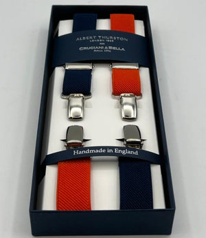 Albert Thurston - Elastic Clip-on-braces  - 25 mm - Blue and Orange Exclusive #8296