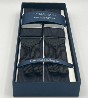 Albert Thurston - Woven Barathea Braces  - 40 mm -  Black Plain Moiré  # 2292